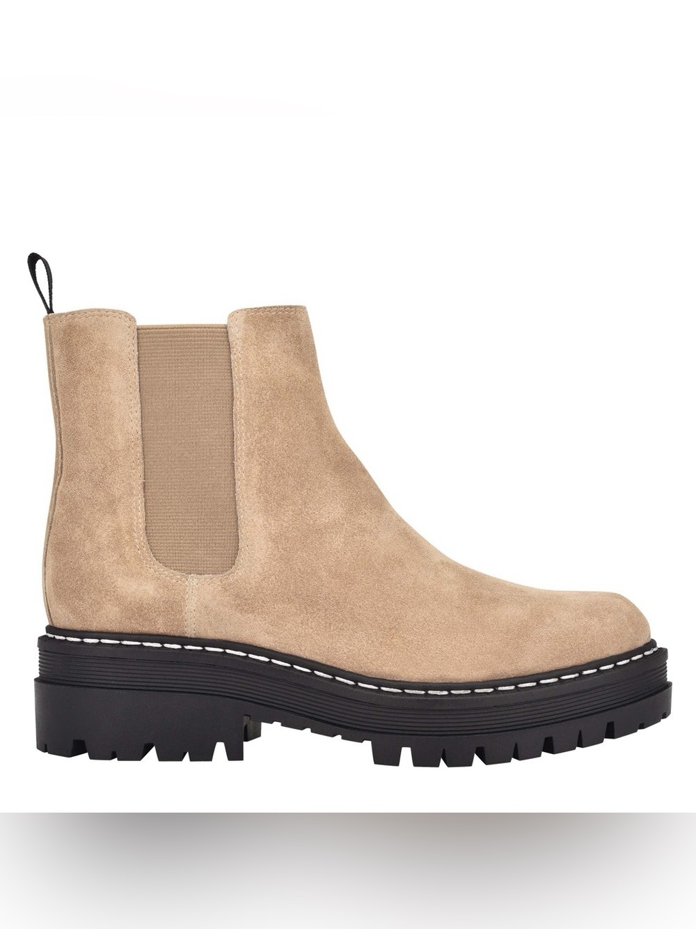 Marc Fisher LTD Pirro Chelsea Lug Sole Boots 8M Taupe Suede